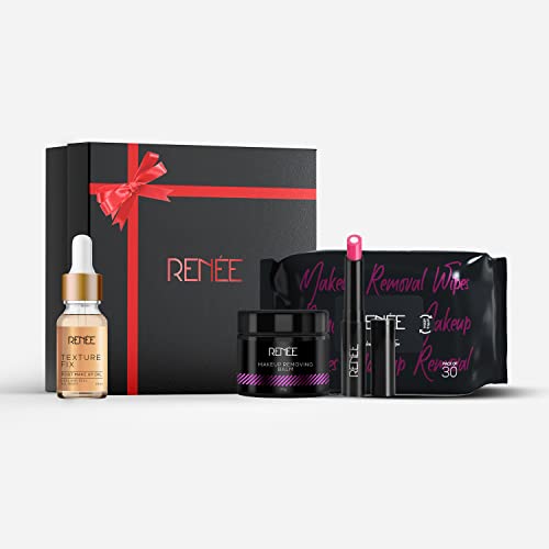 RENEE Makeup Aftercare Makeup Kit Combo| Includes Texture Fix Oil, Lip Balm, Makeup Removing Wipes & Balm| Best Gifts For Girlfriend, Wife, Women, Girls