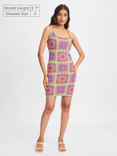 The Souled Store Jacquard Knit Dress: Florentina Women and Girls Acrylic Knit Dress