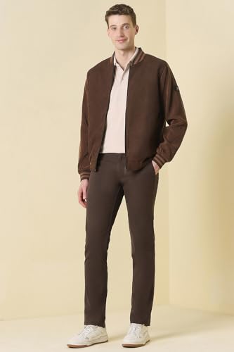 Men Brown Solid Casual Trousers