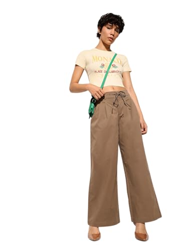 ONLY Women Flared High-Rise Brown Pants