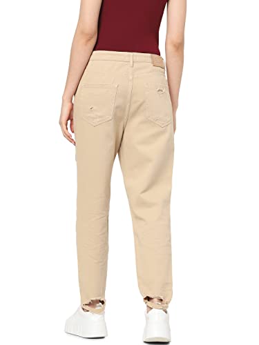 Only Women's High Rise Distressed Mom Jeans | Boyfriend Jeans for Women Brown