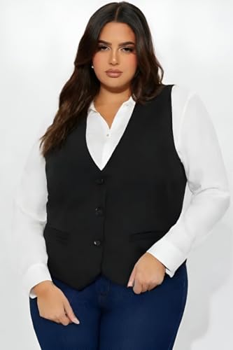 TIPTOP TRENDS Women's Black Waistcoat-Slim Fit Western Waistcoat for Women & Girls | Black | L