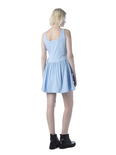 ONLY Women's Solid Fit and Flare Blue Dress