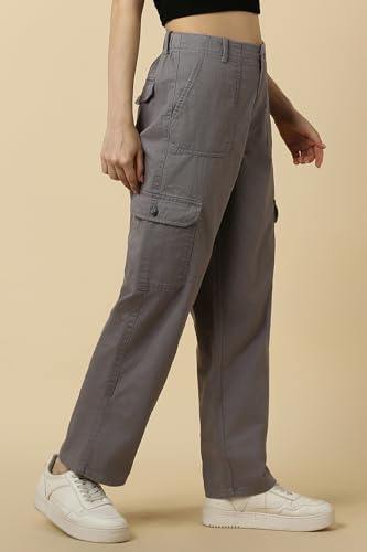 Allen Solly Women's Regular Casual Pants (AHTFCRGFU40117_Grey