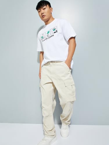 Max URB_N Men Solid Regular Fit Cargo Trousers (White_34)