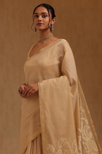 Soch Womens Beige Chanderi Zari Woven Saree