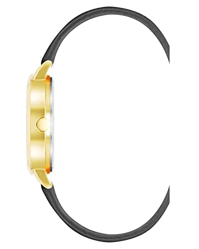 Nine West Women's Analog Watch, Black Saffiano Faux Leather Strap, Vegan Leather Strap, Limited Movement, Chronograph, Black/Gold, NW/2884