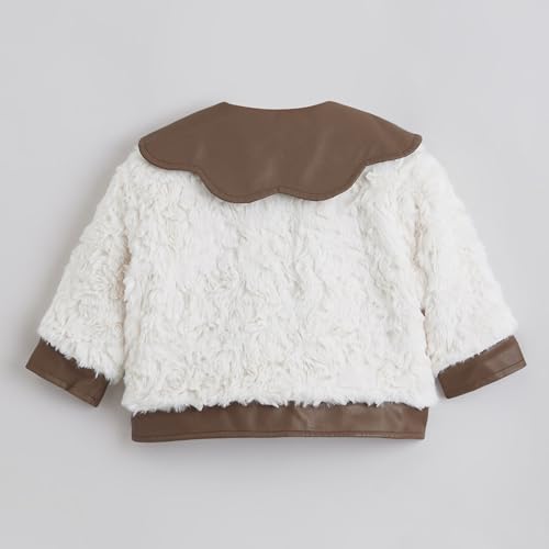Hopscotch Female Full Sleeves White Textured Jacket For Ages (2-3 Years)