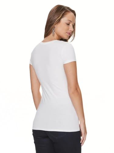 GUESS Women White Printed Round Neck Short Sleeves T-Shirt