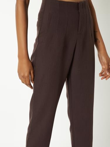 Max Women Solid Trousers (Brown_28)
