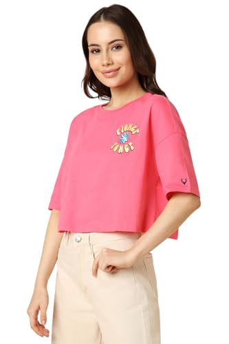 Allen Solly Women's Regular Fit T-Shirt (AHKCCRGP987870_Pink