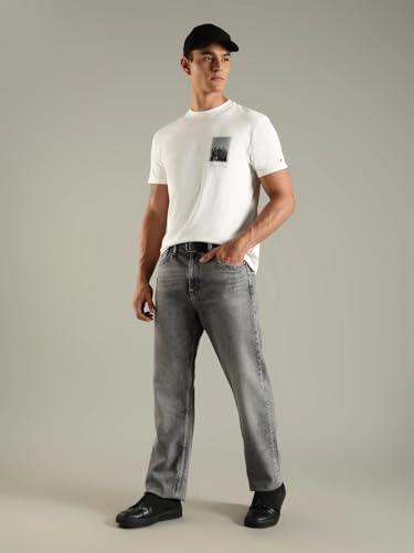 Tommy Hilfiger Light-Wash Regular Fit Mid Rise Jeans Grey