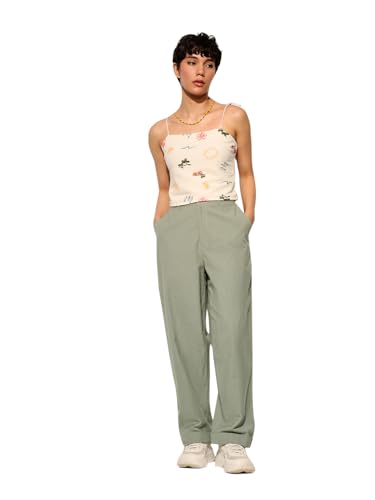 ONLY Women Loose Fit High-Rise Green Pants