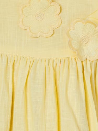 Max Girls Floral Applique Fit & Flared Dress (Yellow_4-6 Y)
