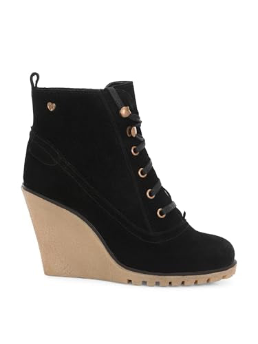 Delize Black Women wedge derby ankle boots TT-0059-41