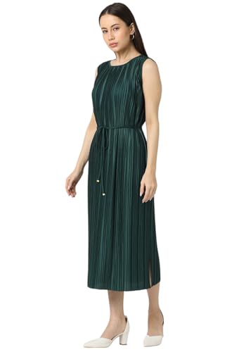Van Heusen Women Green Textured Calf-Length Casual Dress