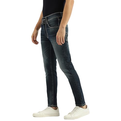 United Colors of Benetton Solid Low Crotch Fit Jeans (Size:34)-25P4KNGR1281I90134 Blue