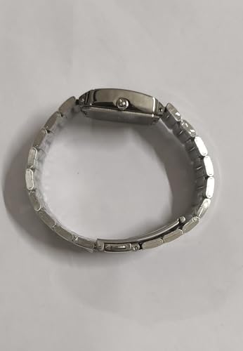 Yacbi YF01S Women's Stainless Steel Wrist Watch, Silver Rectangular Dial with Japanese Quartz Movement, 22mm Dial, 14mm Band, 3BAR Water Resistant