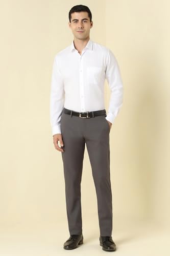Men Grey Solid Formal Trousers