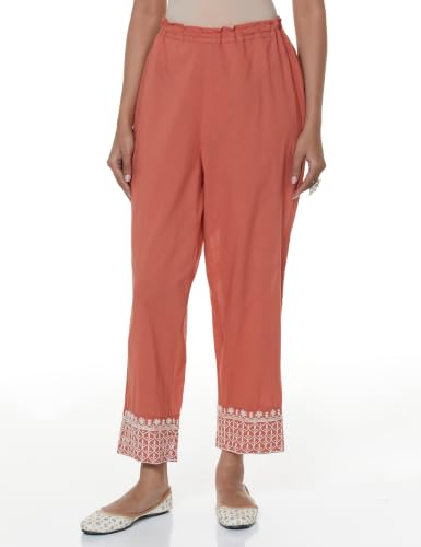 Biba Women Burnt Orange Viscose Kalidar Dyed Kurta Set_42