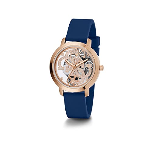 Guess Silicone Analog Rose Gold Dial Women's Watch-Gw0452L1,Blue Band