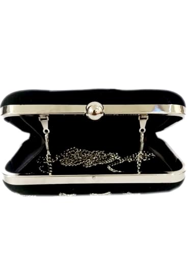 Amerie Fashions Women & Girls Embroidered Black-Silver Clutch Purse for Party Wedding