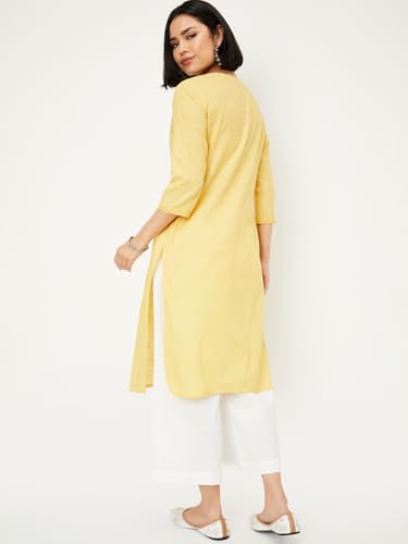 Max Women's Cotton Blend Regular Kurta (DAEKSP25CO_Mustard