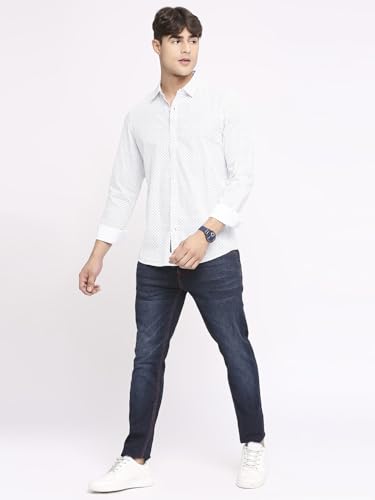 White Slim Fit Regular Collar Men's Shirt by Being Human Clothing