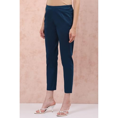 Rangriti Women's Slim Pants (RMMCORE5005AW22CBLU_Cobalt Blue