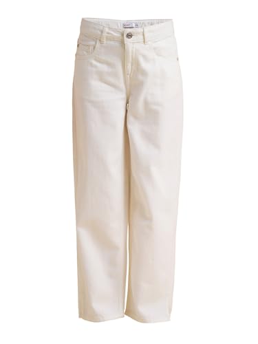 VERO MODA Girl's Loose Fit Mid Rise White Jeans