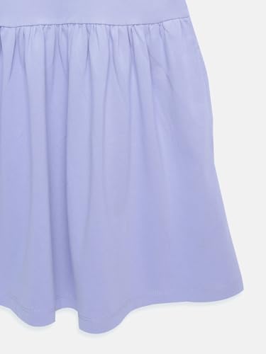 Girls Cotton Polo Collar T-Shirt Dress Purple