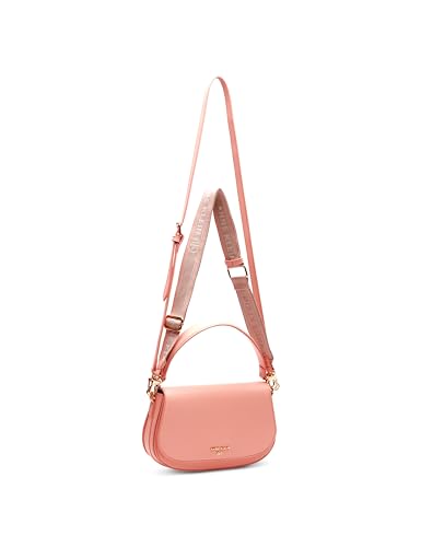 Anne Klein Saddle Shoulder Bag with Logo Web Strap, Mellow Peach, Mellow Peach, Medium