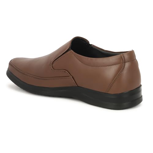 Leatherful Formal Moccasin Shoes for Men | Full Grain Genuine Leather | PU Sole & Nappa Lining | Office | Party | Smart Casual (Brown, UK Footwear Size System, Adult, Men, Numeric, Medium, 9)