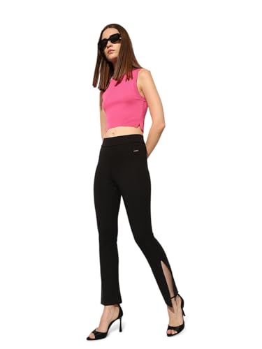 ONLY Women's Solid Skinny Fit High-Rise Black Leggings