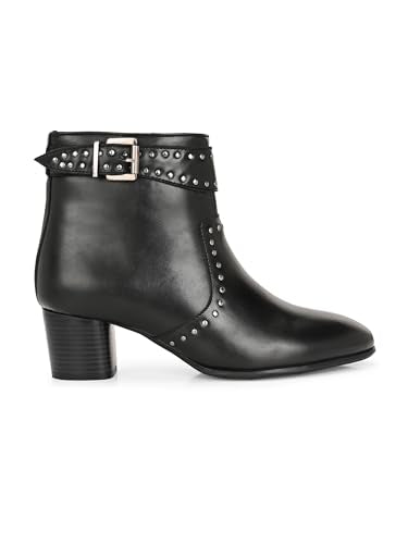 Delize Black Women mid heel platform boots-66513-38