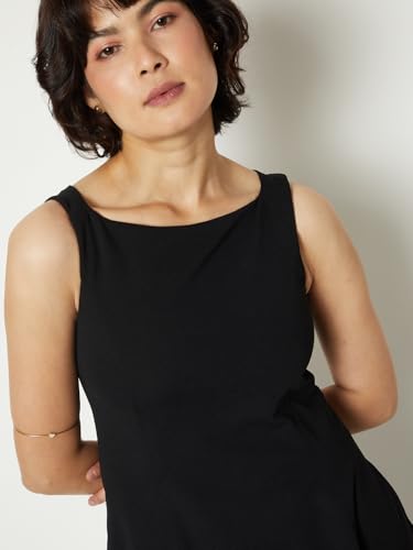 Max Women's Cotton Blend A-Line Below The Knee Dress (T26TT1001_Black