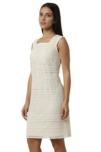 Van Heusen Women's Cotton Modern Knee-Length Dress (VWDRERGF446201_White