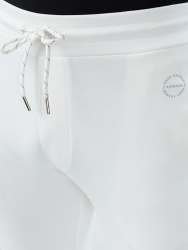 Park Avenue Men Slim Fit Solid Pattern Cotton Polyester Blend Flat Front Casual Jogger Pant