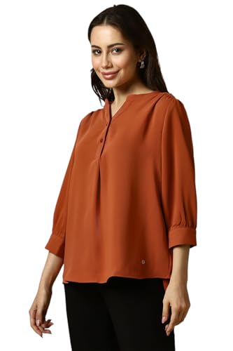 Allen Solly Women's Regular Fit Blouse (AHTSCRGFF43340_Brown