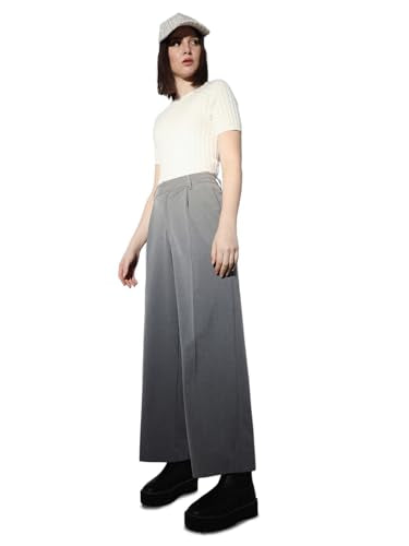 ONLY Women Solid Straight Fit Casual Grey Pants