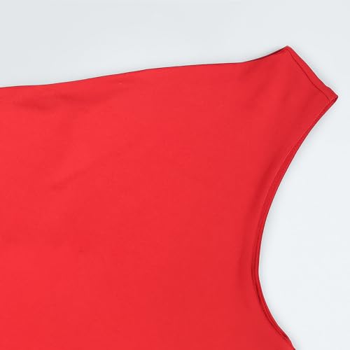 Tommy Hilfiger Polyester Red Solid Asymetric One Shoulder Women Bodycon One-Shoulder Dress (M)