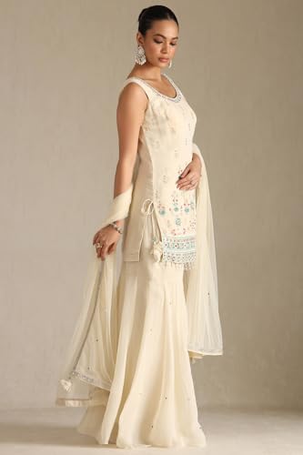 Soch Women's Viscose Salwar Suit Set (OWS5CD21905_Cream