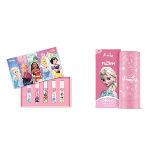 Princess by RENEE Disney Fairytale Perfume & Frozen Unicorn Makeup Combo for Pre-Teen Girls | Pack of 5 Mini Perfumes & Elsa Makeup Kit | Fruity, Floral & Spicy Notes | Vegan & Cruelty-Free|Pack Of 2