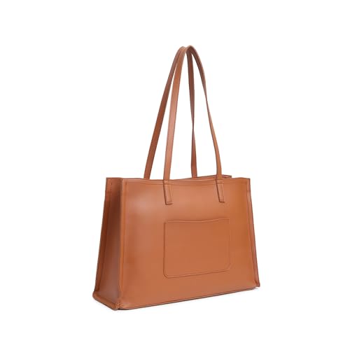 Fastrack Chic Spacious Laptop Tote Bag for Women | Stylish Casual Bag for Ladies, Women, Girls | College, Work Bag Made of High-Quality Faux Leather (Tan)
