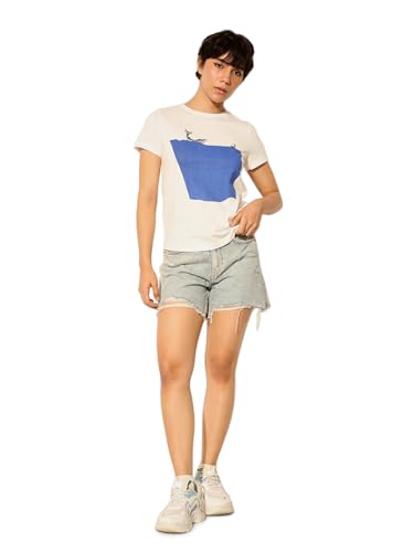 ONLY Women's Regular Fit White T-Shirt
