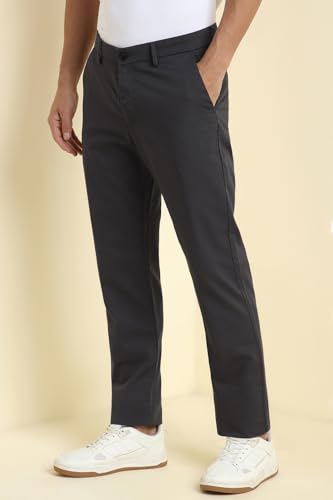 Men Grey Solid Casual Trousers