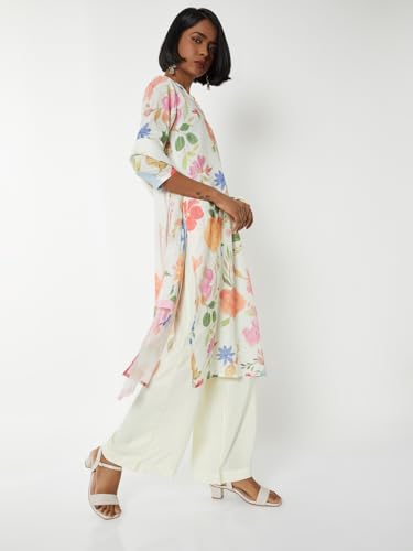 Max Women Floral Print Straight Kurta Set (White_M)