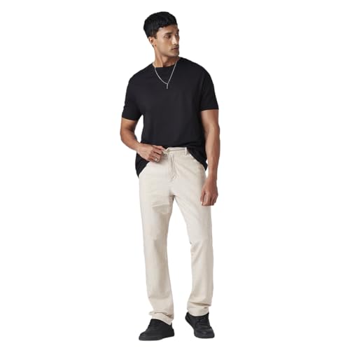 Levi's Men's Cream Authentic Relaxed Fit Mid Rise Linen Chinos