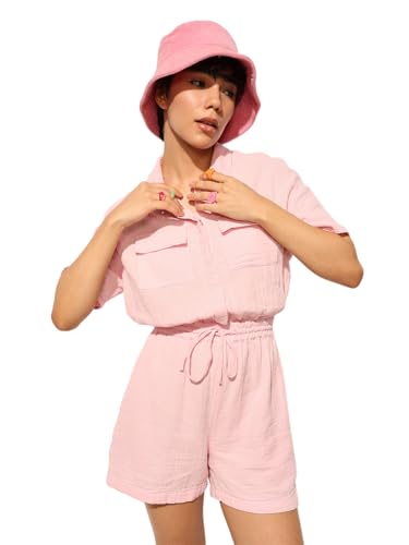 ONLY Women's Regular Fit Pink Jumpsuit