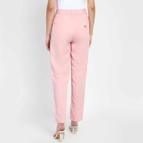 GUESS Women's Pink Lyocell Solid Relaxed Fit Jeans